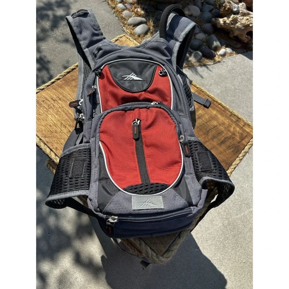 High Sierra Hydration Backpack Red Gray Hiking Daypack AirFlow Cooled Back